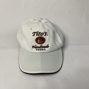 Tito's Vodka White Strap Back Baseball Cap Embroidered Austin Texas